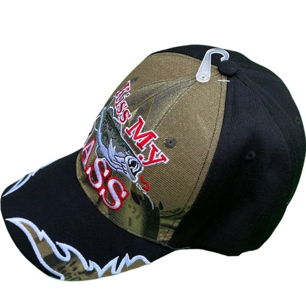 Kiss My Bass Camo Front Black Back Baseball Hat